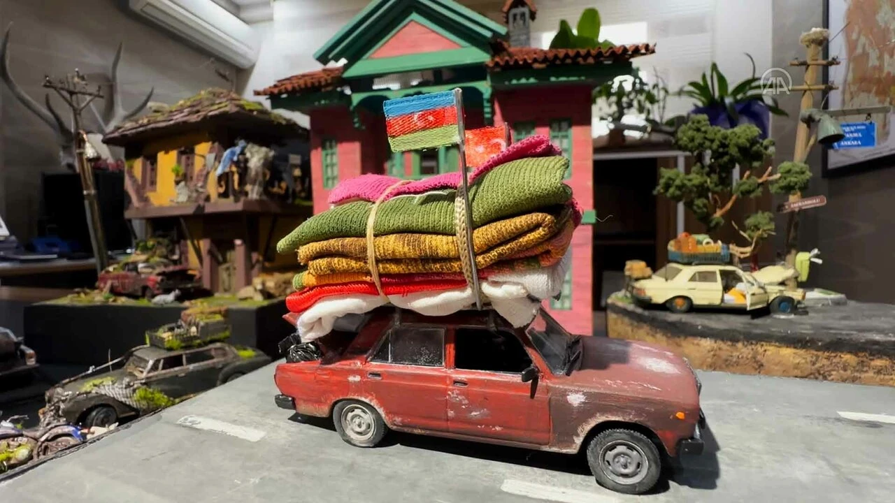 Türkiye'ye yardım eli uzatan 'gardaş'ın aracı makete dönüştürüldü 