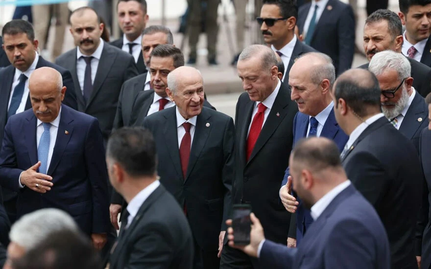 Numan Kurtulmuş, Devlet Bahçeli ve Cumhurbaşkanı Erdoğan bir arada
