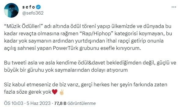 Murdo’yu hedef aldı! Ödül törenine çağrılmayan Sefo ateş püskürdü!