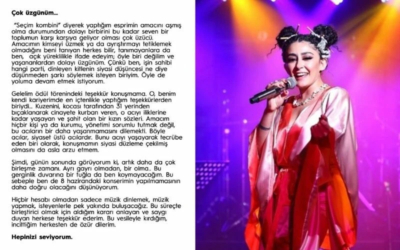 Ödül konuşmasıyla linç edilen Melek Mosso, önce özür diledi sonra konserini iptal etti!