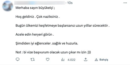 İngiltere'nin Türkiye Büyükelçisi "Nerelere gideyim?" diye sordu, esprili cevaplar gecikmedi