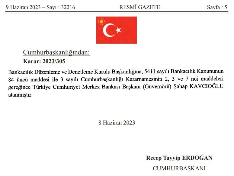 Son dakika! Şahap Kavcıoğlu yeni BDDK Başkanı oldu