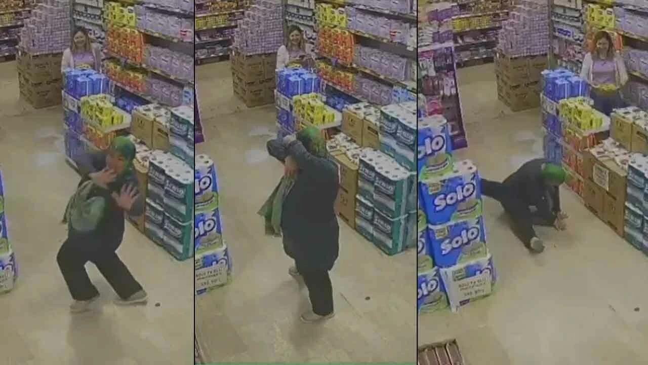Müziğe dayanamayan yaşlı kadın marketi piste çevirdi! Baledeki 'şpagat' hareketiyle şaşırttı