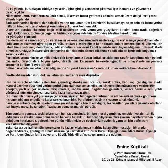 İYİ Parti'de bir üst düzey istifa daha! Emine Küçükali zehir zemberek sözlerle ayrılığını duyurdu