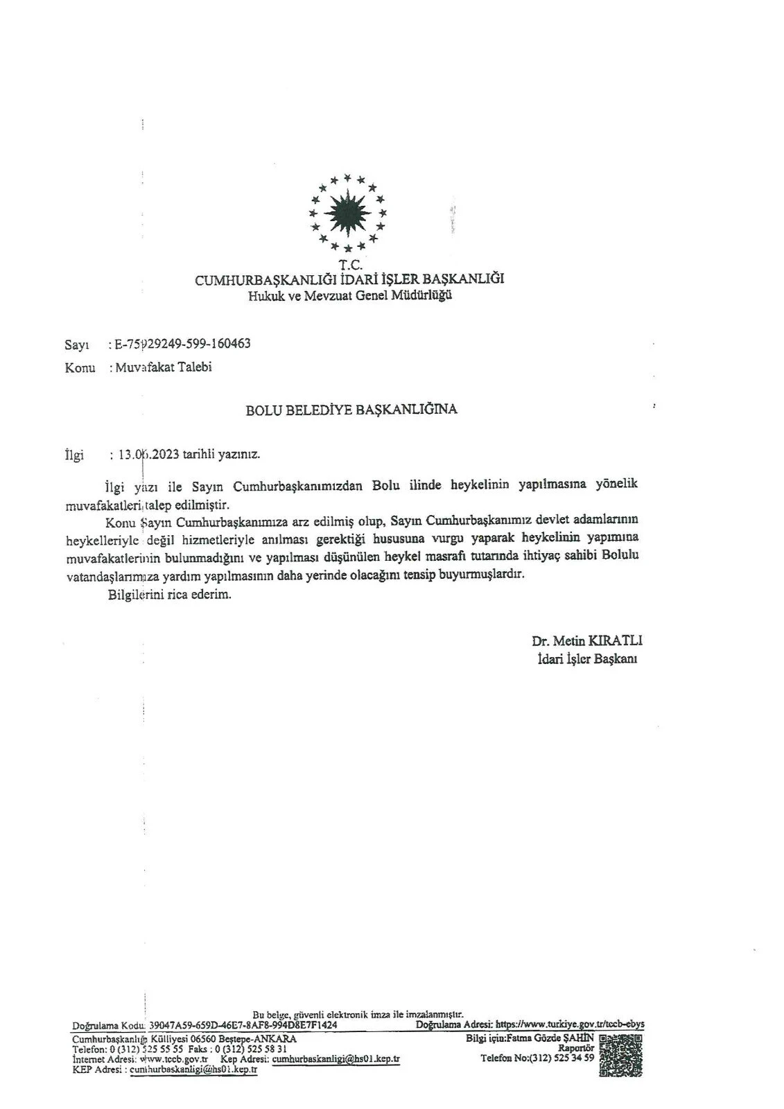 Erdoğan'dan 'Heykelinizi dikmek istiyorum' diye mektup yazan Tanju Özcan'a cevap!