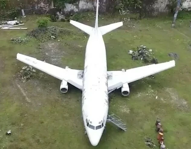 Tarladaki devasa uçak görenleri hayrete düşürüyor