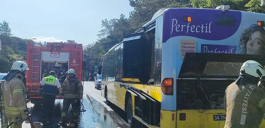 İETT otobüsünde yangın paniği! Yolcular tahliye edildi, trafik felç oldu