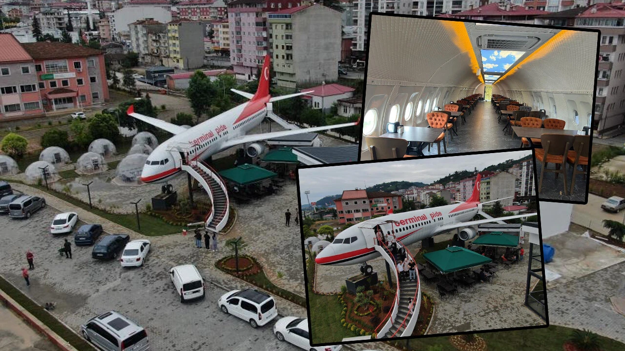 Tam 5 milyon liraya mal oldu! Trabzon'da pistten çıkan uçak, pide salonuna dönüştü... Turistler adeta akın etti