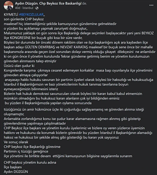'Değişim' çağrısı yapan CHP'li ilçe başkanı görevden alındı!