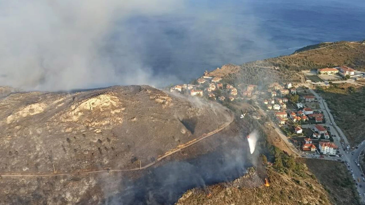 orman yangını Datça'da <a href=