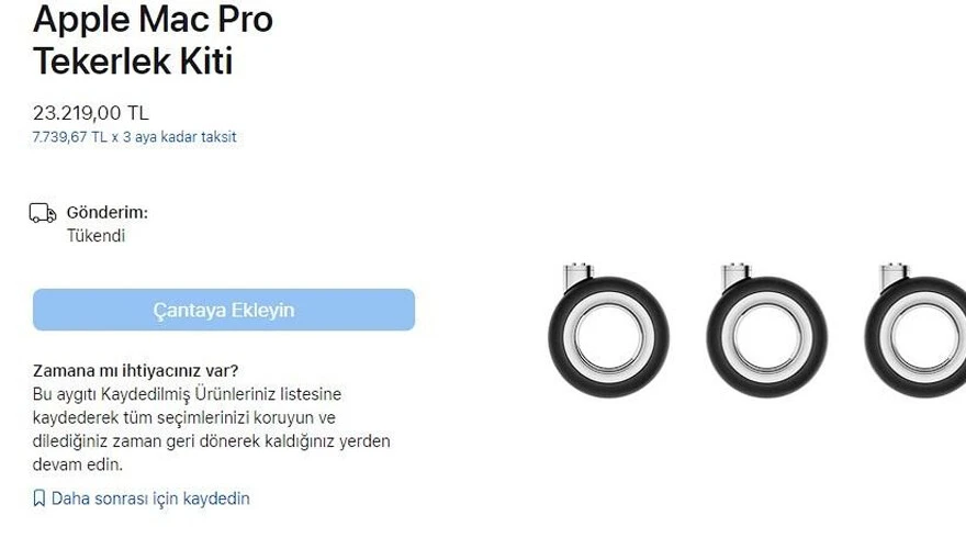 iPhone 11'den pahalı! Mac Pro'nun tekerlek kiti satışa sunuldu