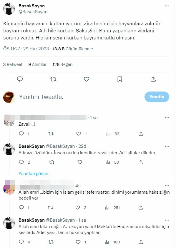 Başak Sayan'ın Kurban Bayramı paylaşımı olay oldu! Adı bile kurban, şaka gibi!