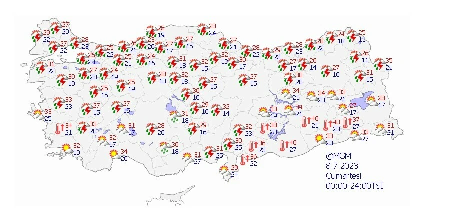 Türkiye için serinlik vakti! Sağanak çok kuvvetli geliyor, sıcaklıklar düşüyor…