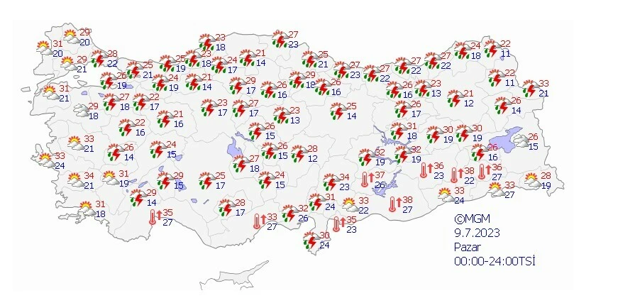 Türkiye için serinlik vakti! Sağanak çok kuvvetli geliyor, sıcaklıklar düşüyor…