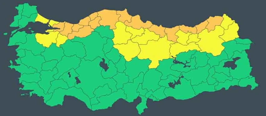 Meteoroloji sarı ve turuncu kodla il il uyardı: Kuvvetli geliyor, dikkatli olun