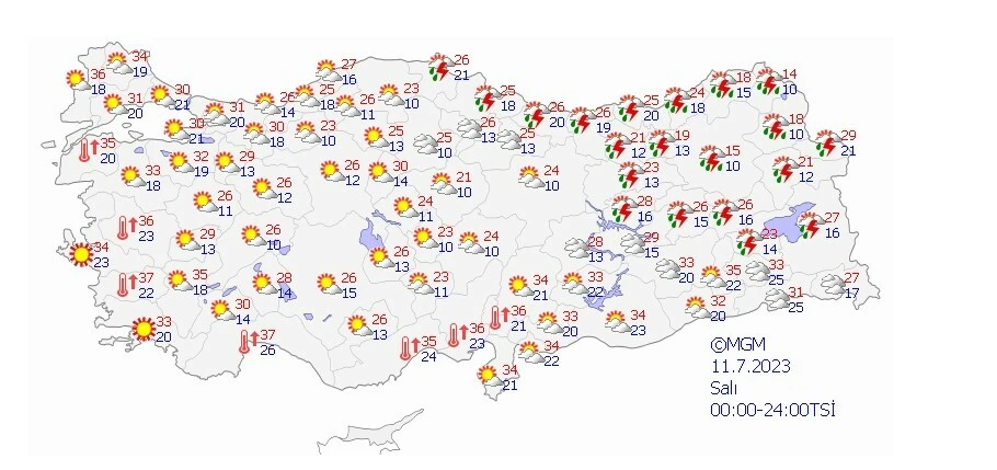 11 Temmuz 2023 hava tahmin raporu