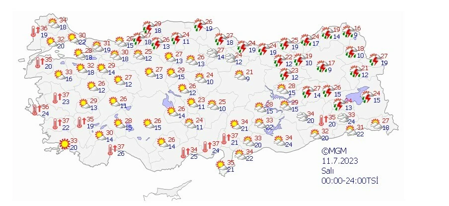 11 Temmuz 2023 hava durumunda Karadeniz için sağanak uyarısı yapıldı