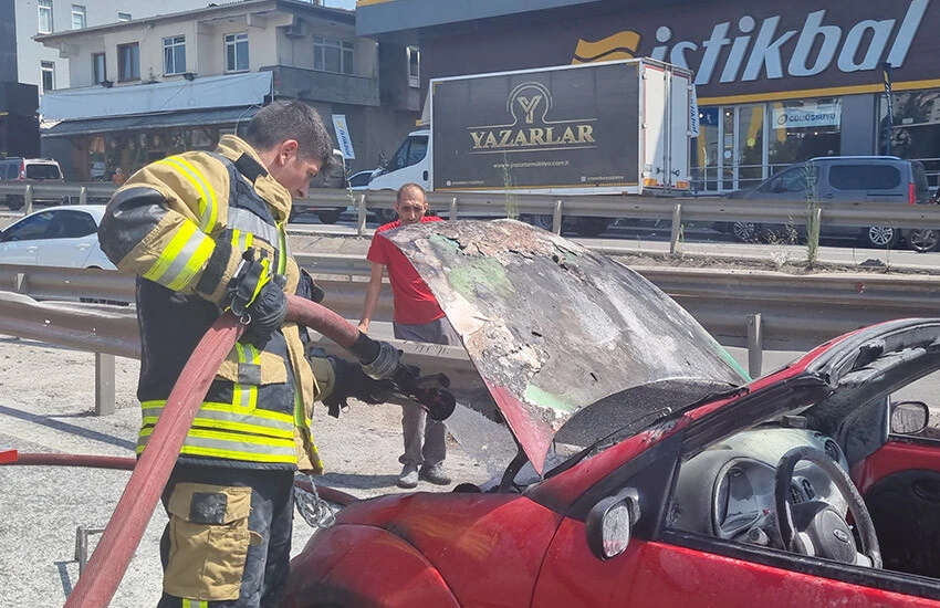 Bugün aldığı otomobil küle döndü