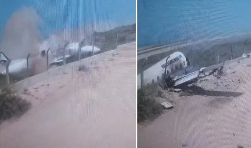 Uçak duvara çarpıp ikiye ayrıldı! İşte o anlar