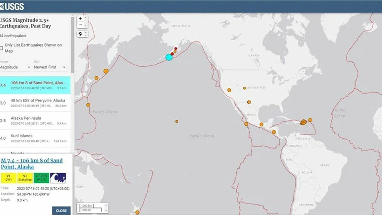 Son dakika! Alaska'da 7.4 şiddetinde deprem! <a href=