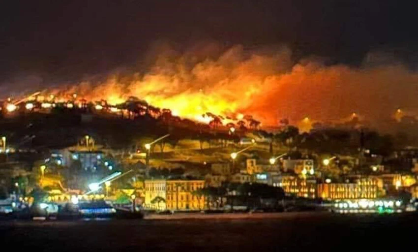 Balıkesir'deki yangının soğutma çalışması sürüyor.