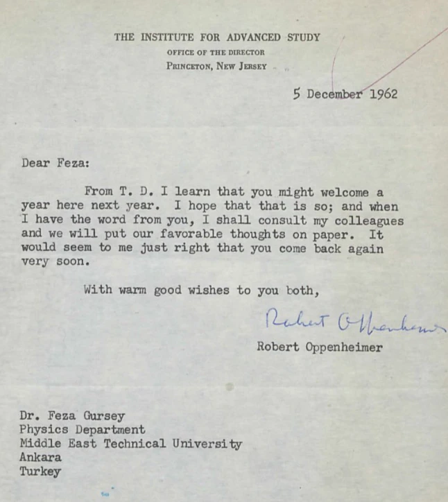 Atom bombasının babası Oppenheimer'ın Türk fizikçiye yazdığı mektup ortaya çıktı