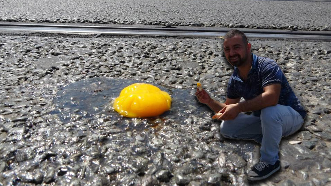 Sıcaklıklar 38 dereceyi buldu! Bir vatandaş asfaltta yumurta pişirip yedi