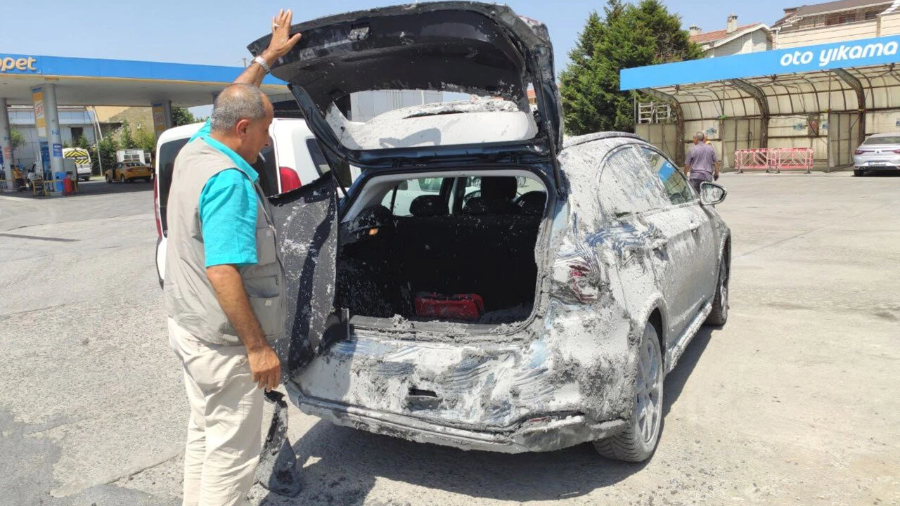 otomobile beton döküldü