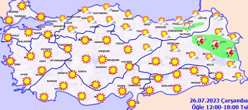 Meteoroloji'den arka arkaya uyarılar! Yılın en sıcak günü... Bugün hava nasıl olacak? 26 Temmuz  hava durumu