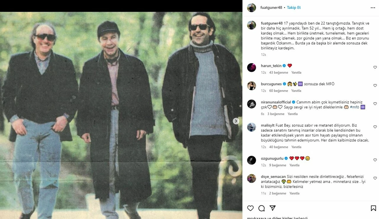 52 yıllık dostunu anlattı! Fuat Güner’den duygulandıran Özkan Uğur paylaşımı…