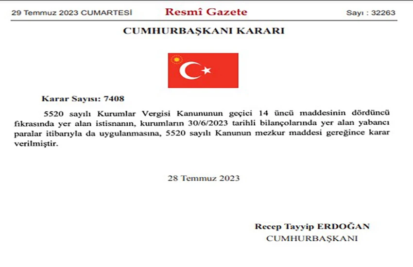 TL dönüşümüne kurumlar vergisi istisnası Resmi Gazete'de!