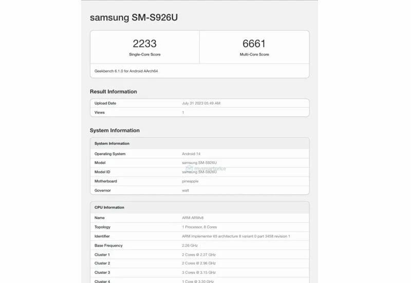Samsung’un yeni canavarı geliyor: Galaxy S24+ performans testlerinde görüldü