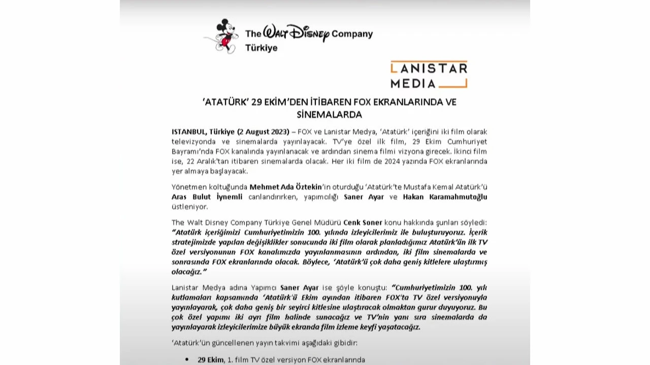 Son dakika! Disney, Atatürk dizisinin yeni kanalını duyurdu