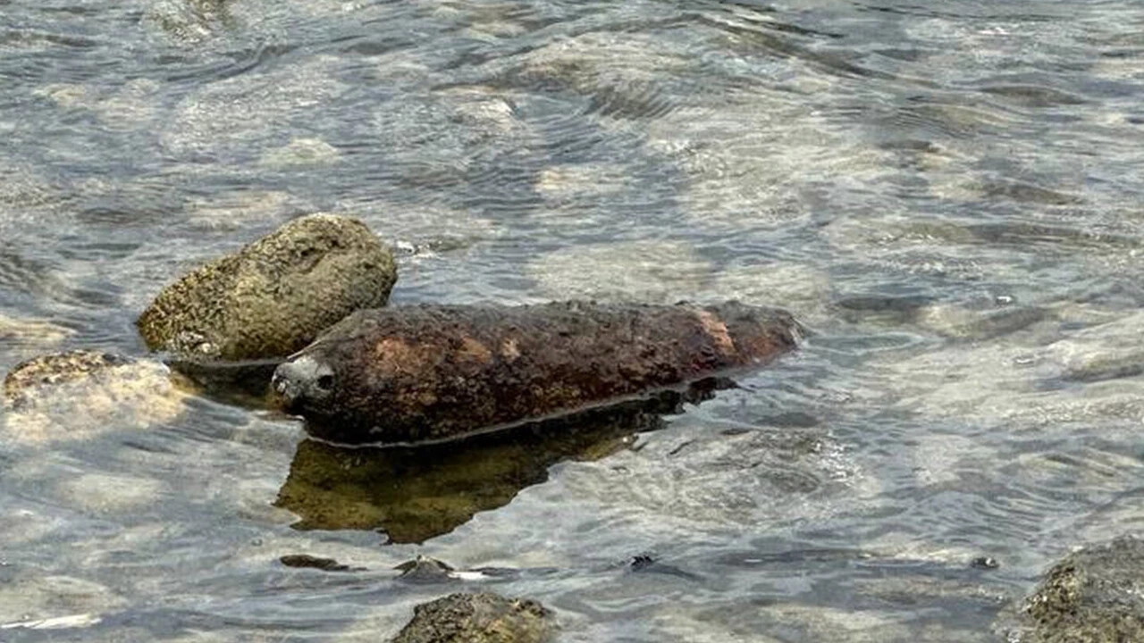 İznik Gölü'nde top mermisi bulundu! Fünye ile patlatıldı
