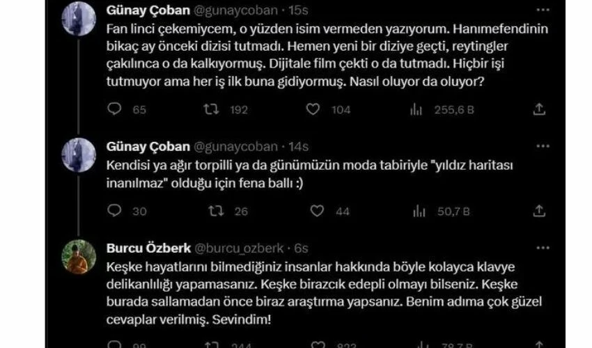 Şarkı yazarı Günay Çoban'dan Burcu Özberk'i kızdıran açıklama: Edepli olmayı bilseniz