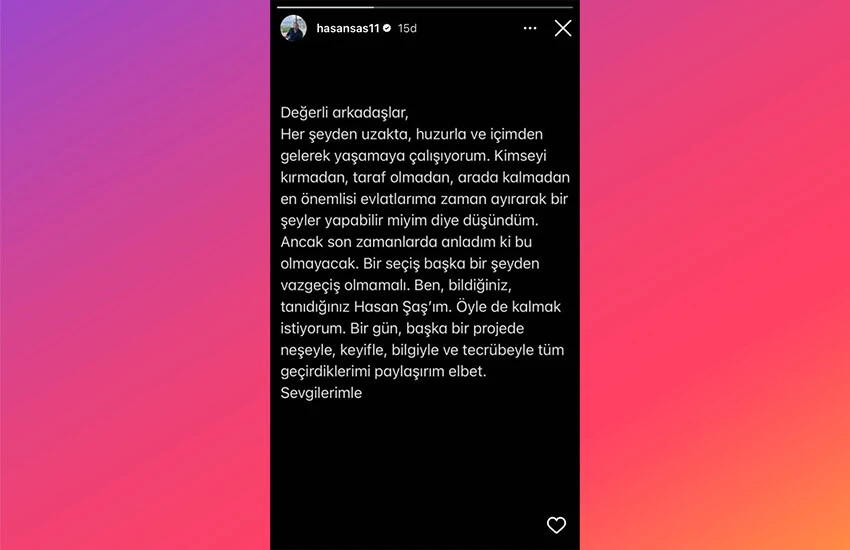 Hasan Şaş’tan sürpriz ayrılık kararı