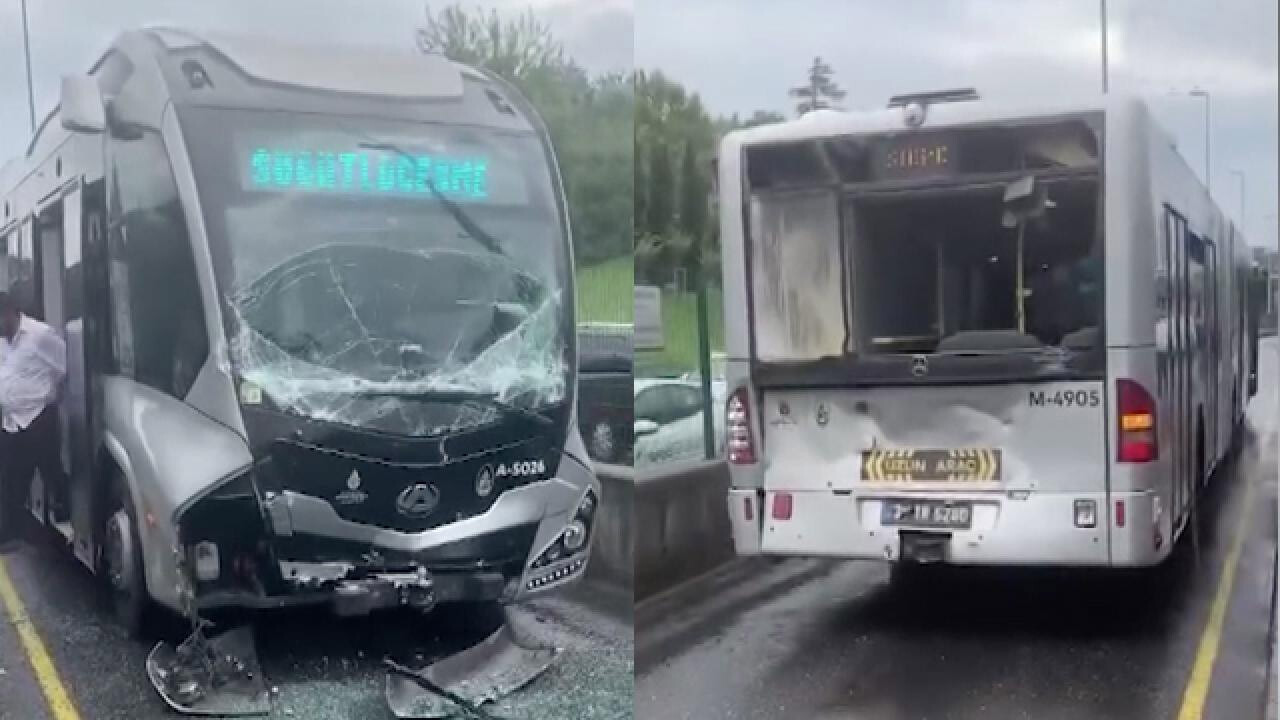 Yolcu indiren metrobüse başka bir metrobüs çarptı