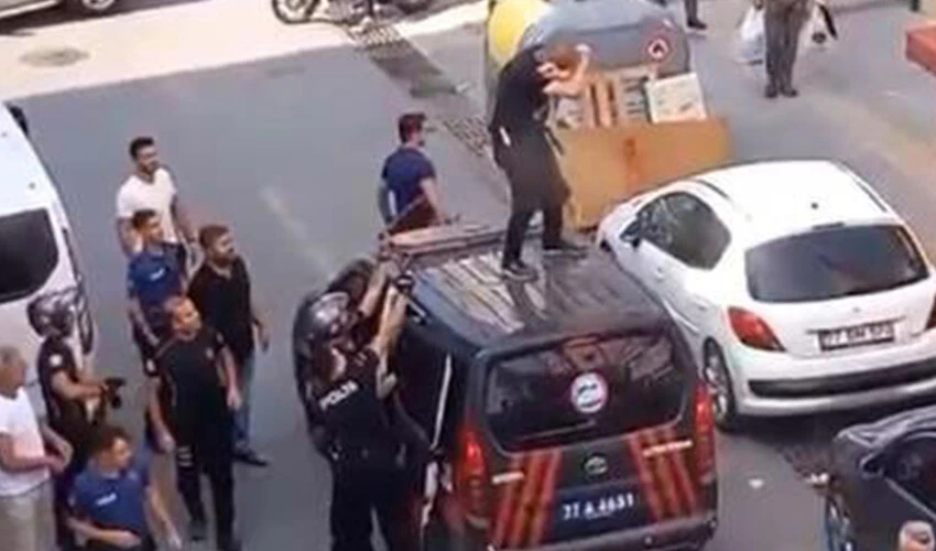 'Örümcek adam'ın ilginç sonu! Ortalığı birbirine katınca meyve kasası fırlattılar