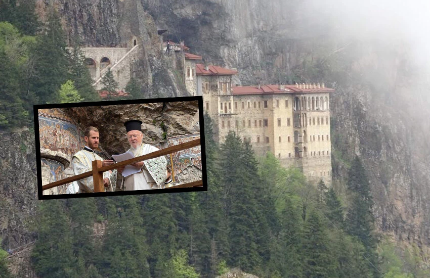 Sümela Manastırı ayine hazırlanıyor.