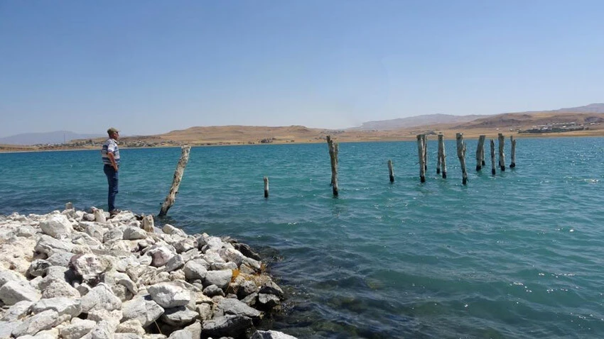 Van Gölü'nde 1991 yılında yükselen sular çekildi, iskele ortaya çıktı