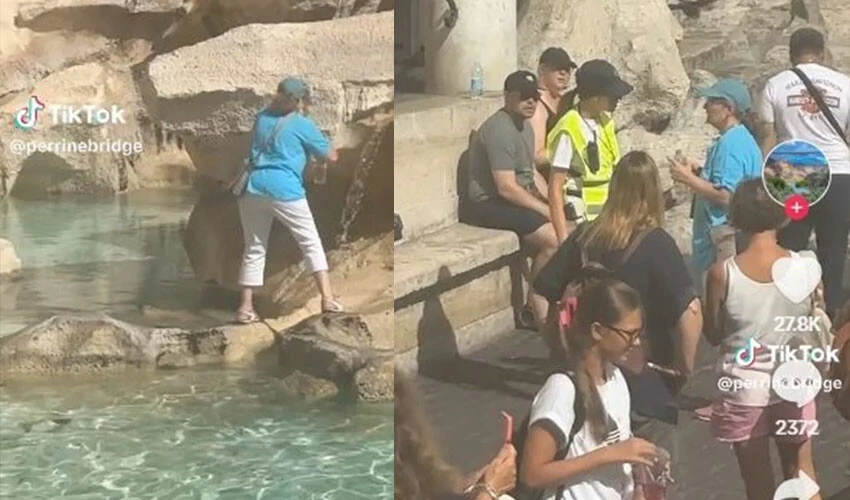 Şaşkın bakışlar eşliğinde tarihi çeşmeye tırmandı şişesine su doldurup indi