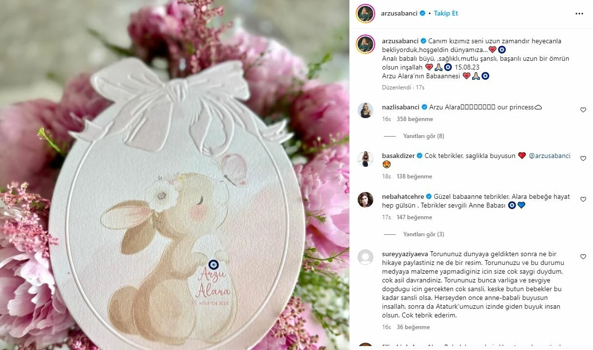 Torununa adı verilen Arzu Sabancı sessizliğini bozdu! Benim adım da babaannemin adıydı…