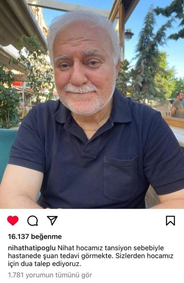 Hastaneye kaldırılan Nihat Hatipoğlu'ndan beklenen açıklama geldi!