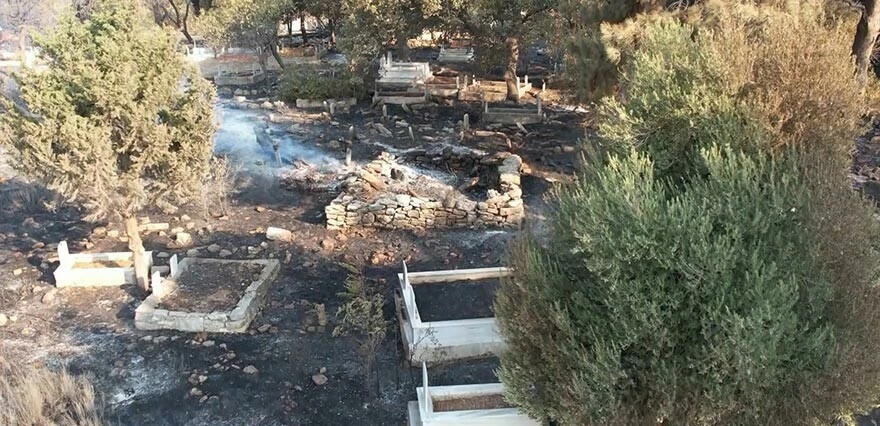 Mezarların son hali görenleri üzdü! Resmen yangında kül oldu...