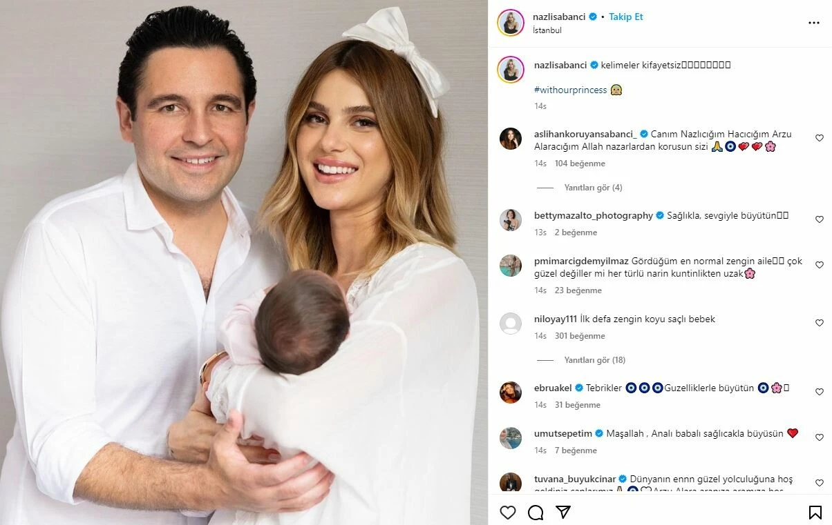 Sabancılar bebeğiyle ilk aile pozunu yayınladı!