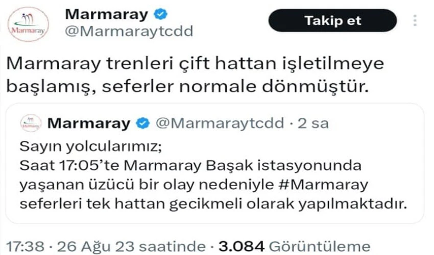 Marmaray'da hareketli anlar: Tren gelirken raylara atladı