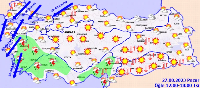 Meteoroloji'den birçok ile kritik uyarı! Şiddetli geliyor: Kavurucu sıcaklara sağanak arası (27 Ağustos hava durumu)