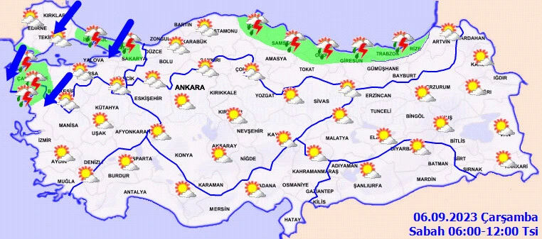 Meteorolojiden 5 ilde sel alarmı! Çok şiddetli geliyor... İstanbul'da ve Kırklareli'nde yağış sürecek mi? (6 Eylül hava durumu)