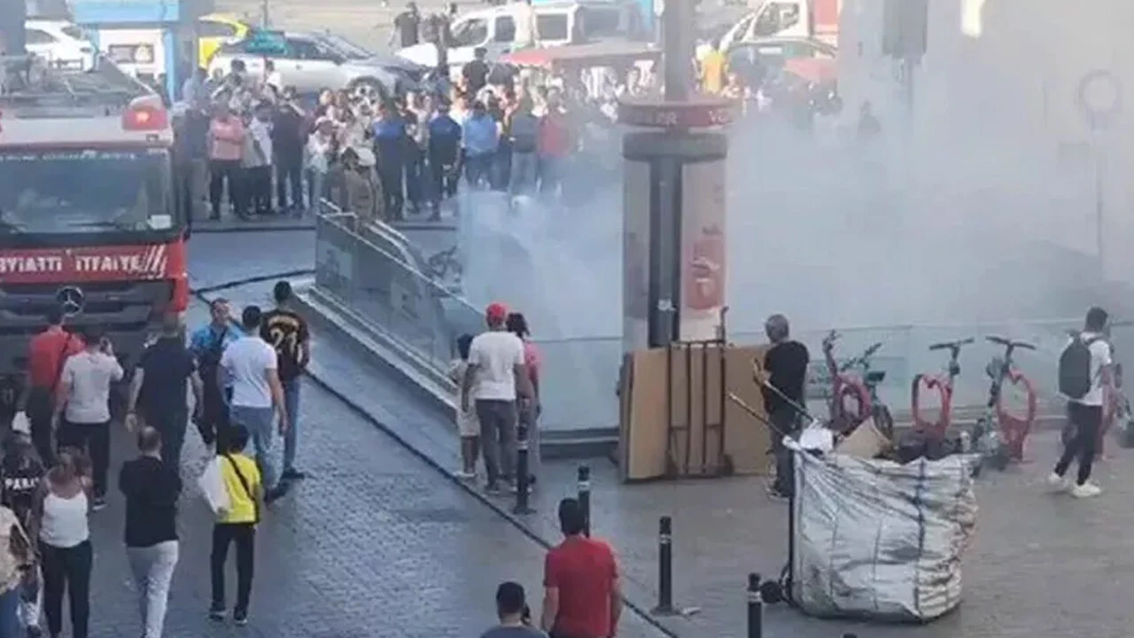 Vezneciler metro durağında yangın