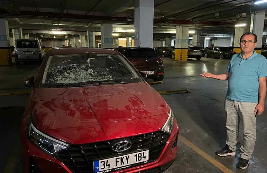 İSPARK otoparkına saldırı! 15 aracın camını taşla kırıp kaçtılar